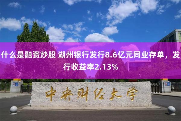 什么是融资炒股 湖州银行发行8.6亿元同业存单，发行收益率2.13%