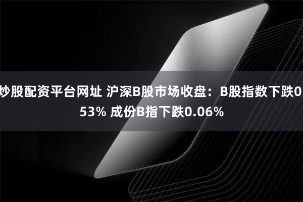 炒股配资平台网址 沪深B股市场收盘：B股指数下跌0.53% 成份B指下跌0.06%