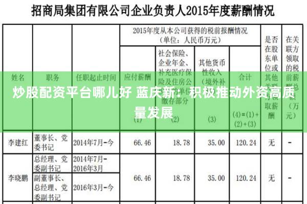 炒股配资平台哪儿好 蓝庆新：积极推动外资高质量发展